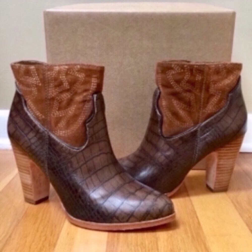 MATISSE x Understated Done & Dusted Oak Leather Western Booties Size 8.5